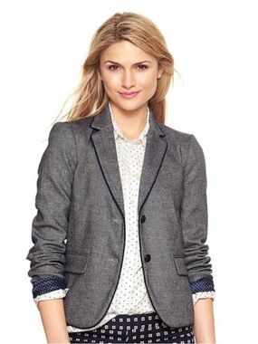 Vintage Gap The Academy Blazer Navy Tweed corduroy elbow patch and trim size 10